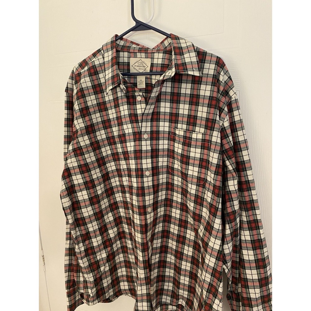 St Johns Bay Mens XXL Plaid Cotton Button Down Timeless Dark Academia 0201 - Picture 8 of 9